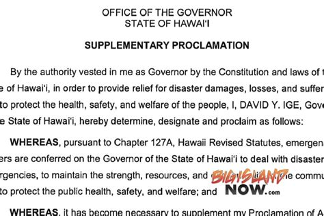 state of hawaii emergency proclamation